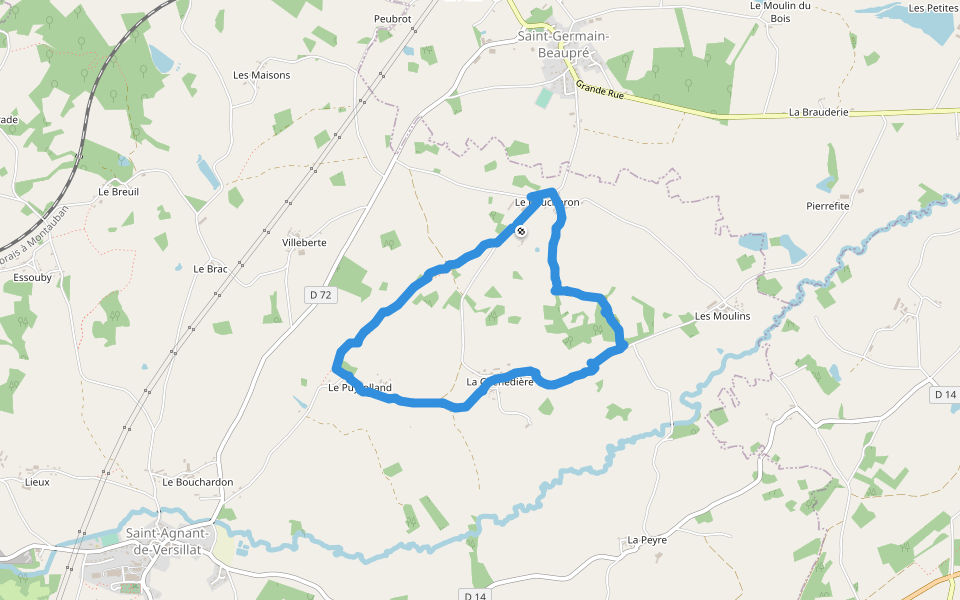 Chemin de la Goutte du Fôt walking route map in Saint-Agnant-de-Versillat