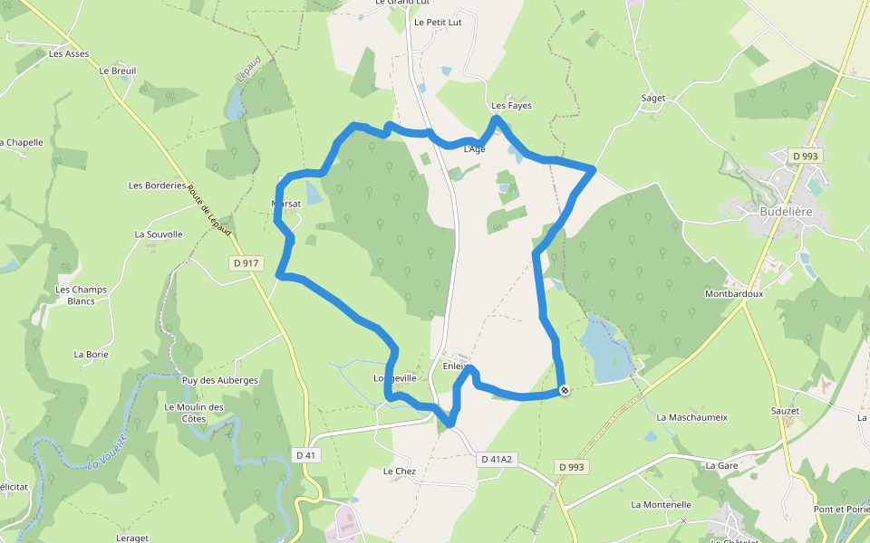 Étang des Failles walking route map in Chambon-sur-Voueize
