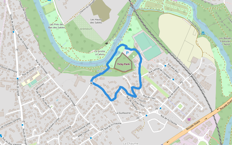 Ticky Park walking route map in Saint-Benoît