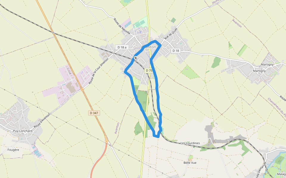Terrain de cross walking route map in Avanton