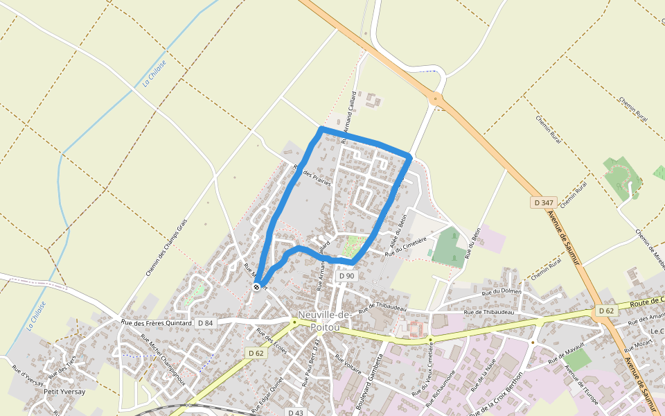 Jardin Public walking route map in Neuville-de-Poitou