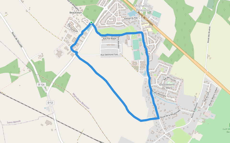 Relaxeo walking route map in Mignaloux-Beauvoir