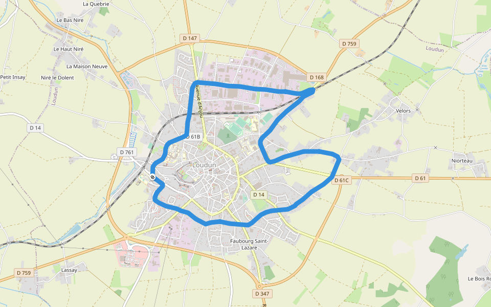 Parc du 23 septembre 1922 walking route map in Loudun