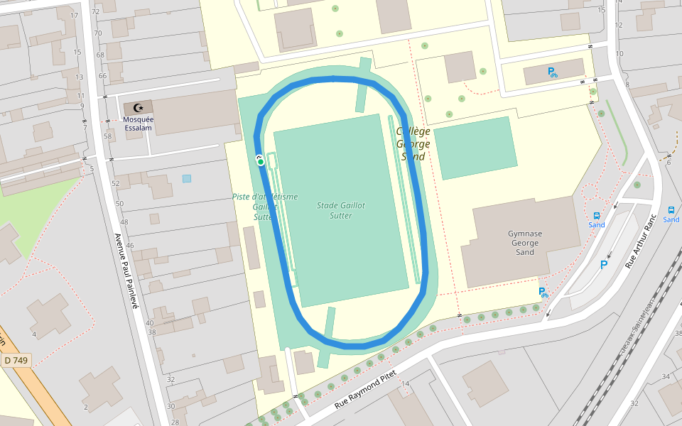 Stade Gaillot Sutter walking route map in Châtellerault