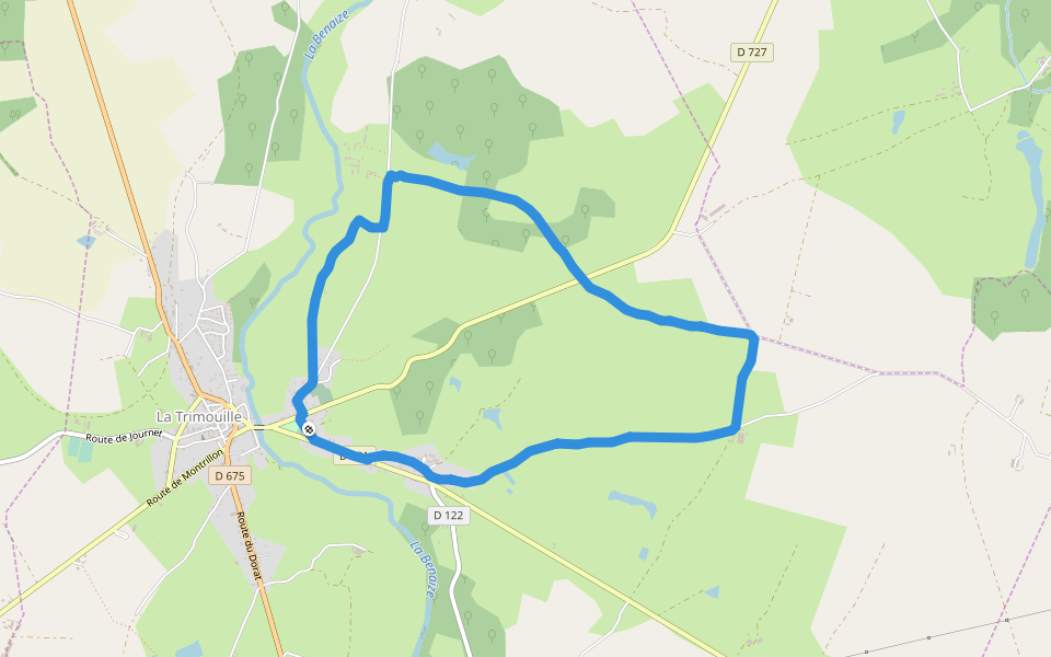 La Trimouille walking route map in La Trimouille