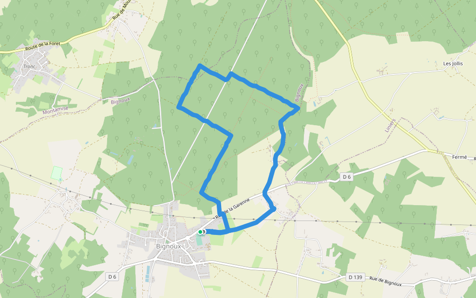Moulière 3 walking route map in Bignoux