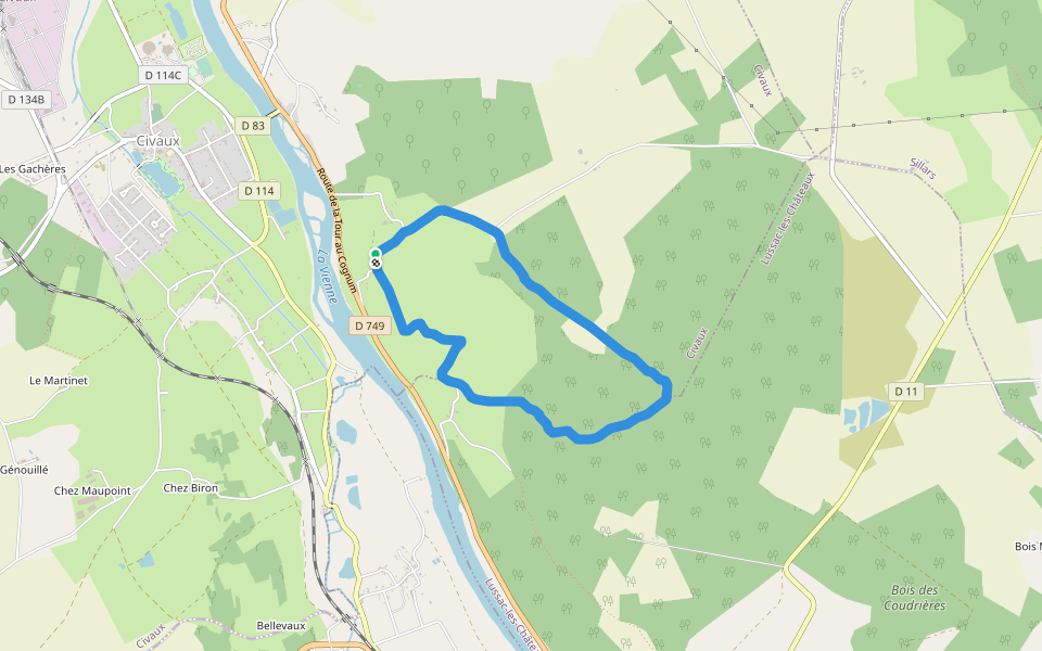 lussac forrest walking route map in Civaux