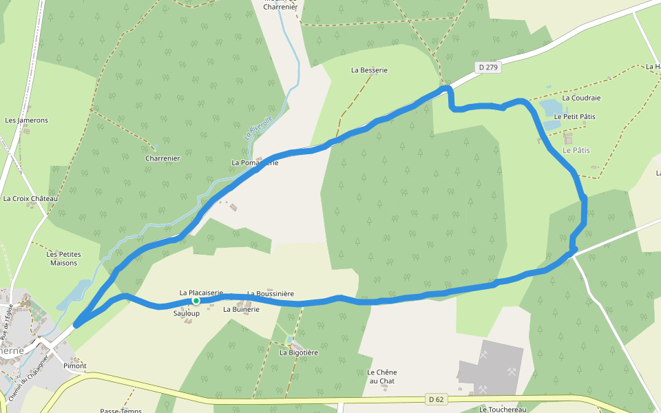 Le Petit Pâtis walking route map in Mouliherne
