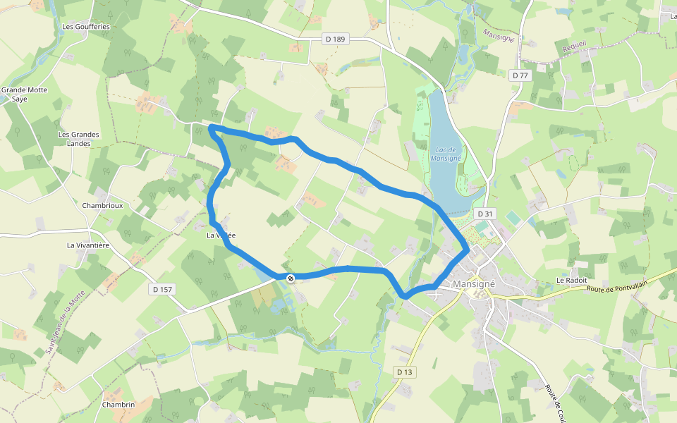 Base de Loisir walking route map in Mansigné