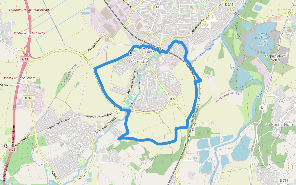 Oppidum de Gondole walking route map in Le Cendre