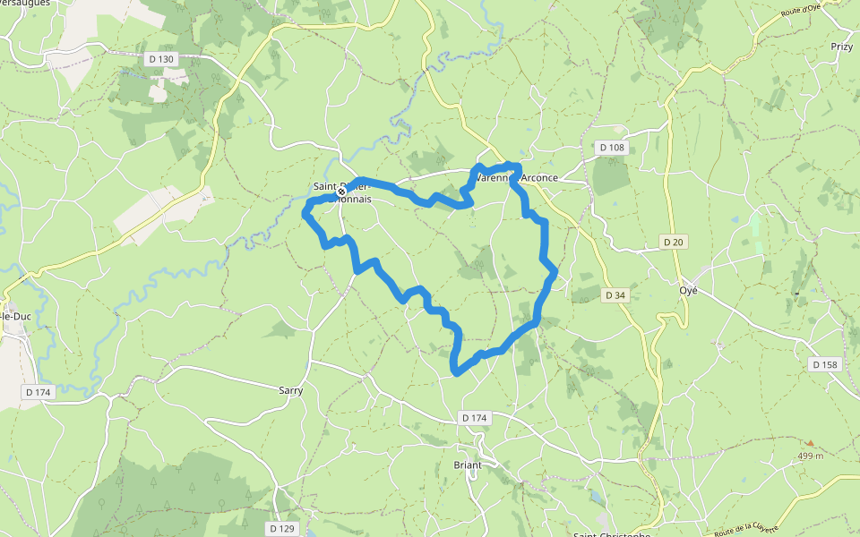 Église Saint-Pierre-aux-Liens walking route map in Saint-Didier-en-Brionnais