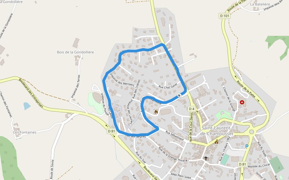 Centre Escapad walking route map in Saint-Laurent-de-Chamousset