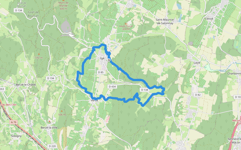 Chemin des Grivaux walking route map in Igé