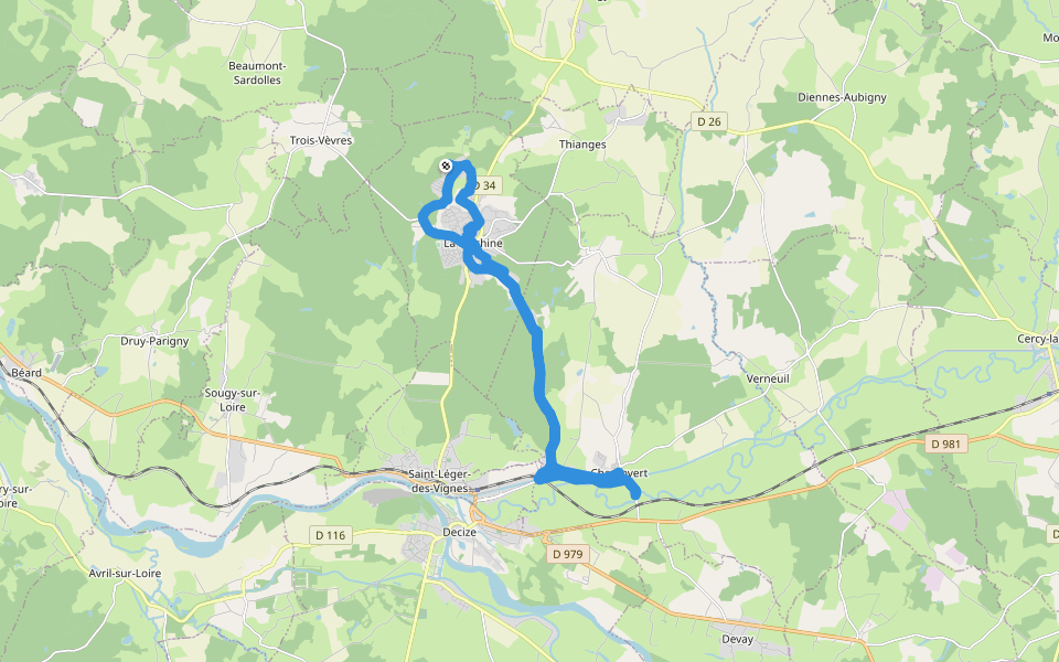 Chemin de Halage walking route map in La Machine