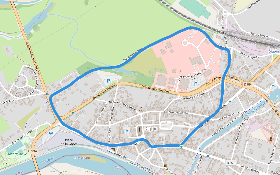 Boulodrome walking route map in Digoin