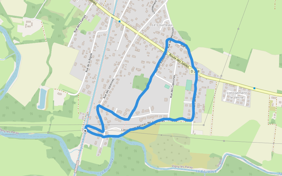 Boulodrome walking route map in Digoin