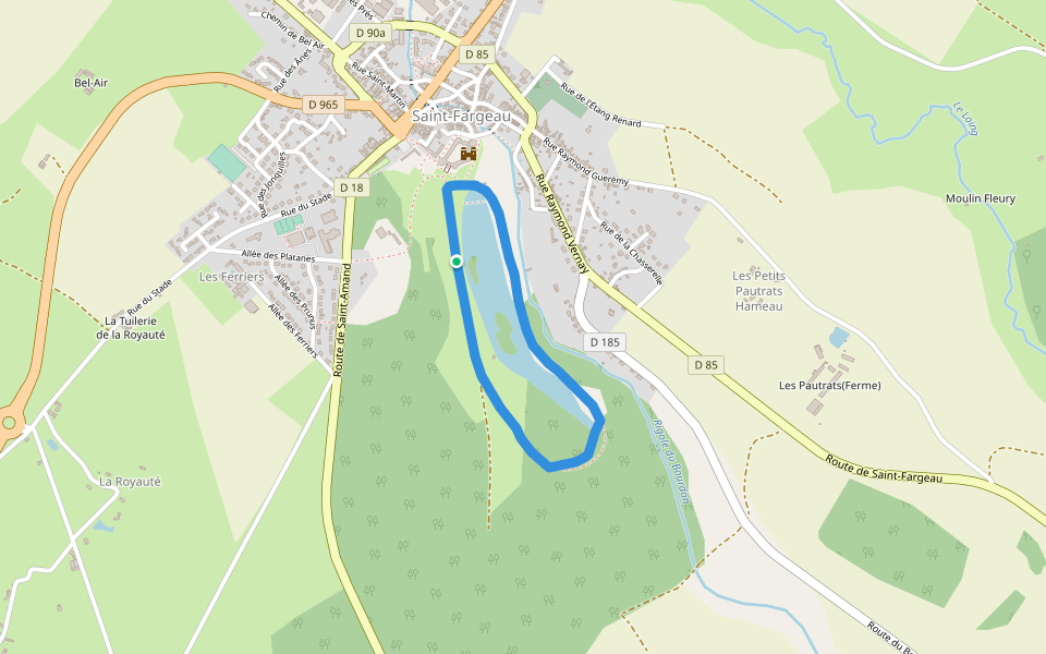 Rigole du Bourdon walking route map in Saint-Fargeau