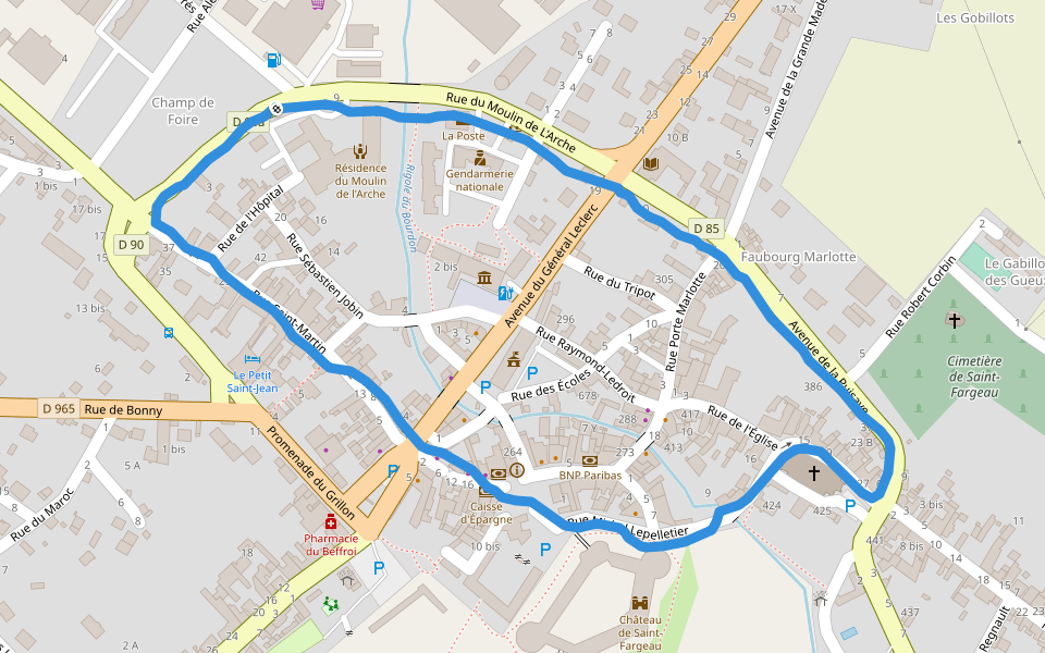 Château de Saint-Fargeau walking route map in Saint-Fargeau