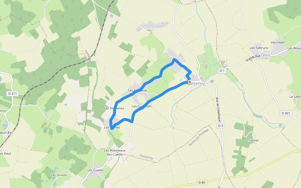 Centre Régional d'Art Contemporain walking route map in Fontenoy