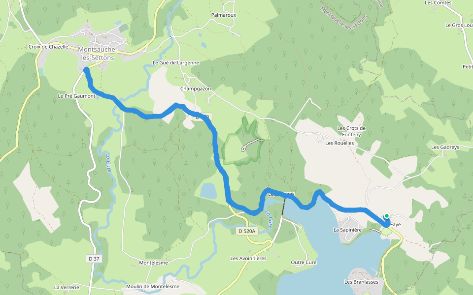 Montsauche-les-Settons walking route map in Montsauche-les-Settons