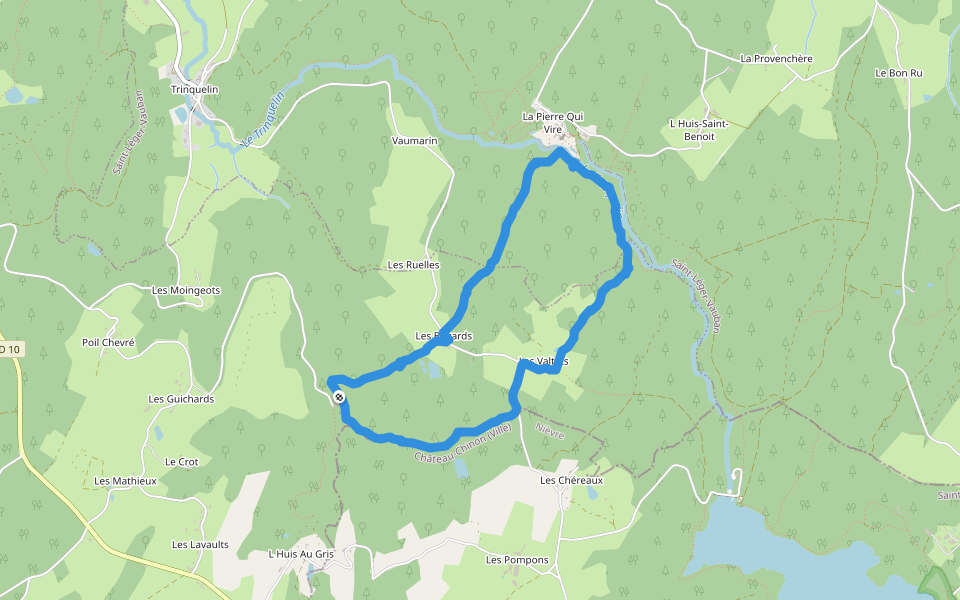 Les Ruelles walking route map in Quarré-les-Tombes
