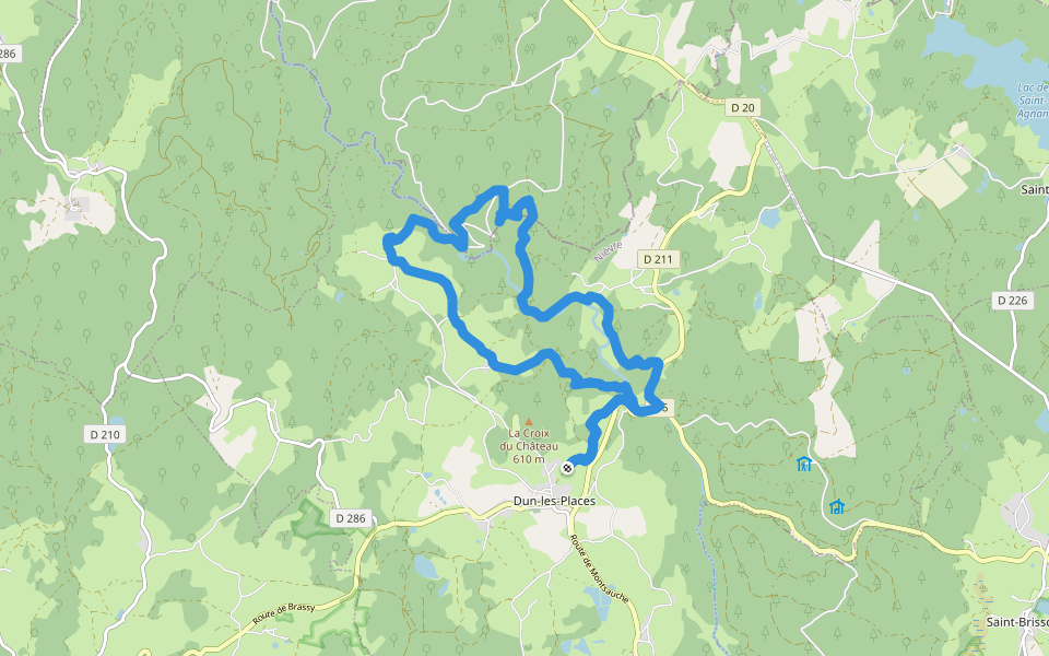 Chemin rural dit des Prés de Coeur walking route map in Dun-les-Places