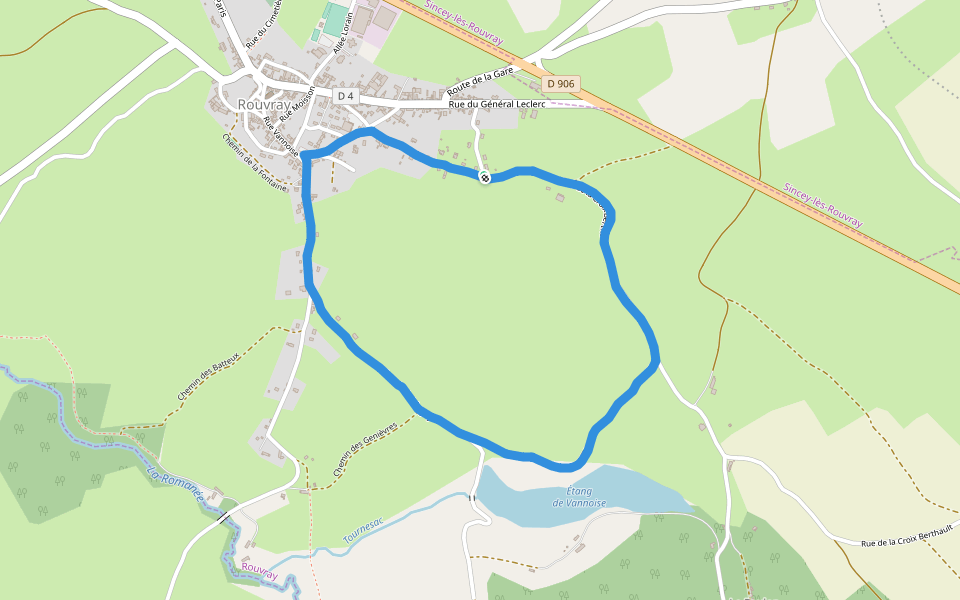 Les Chaumes d'Airain walking route map in Rouvray