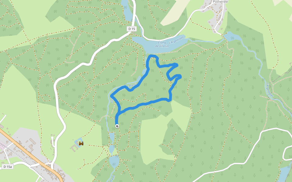 Étang de Villerin walking route map in La Roche-en-Brenil