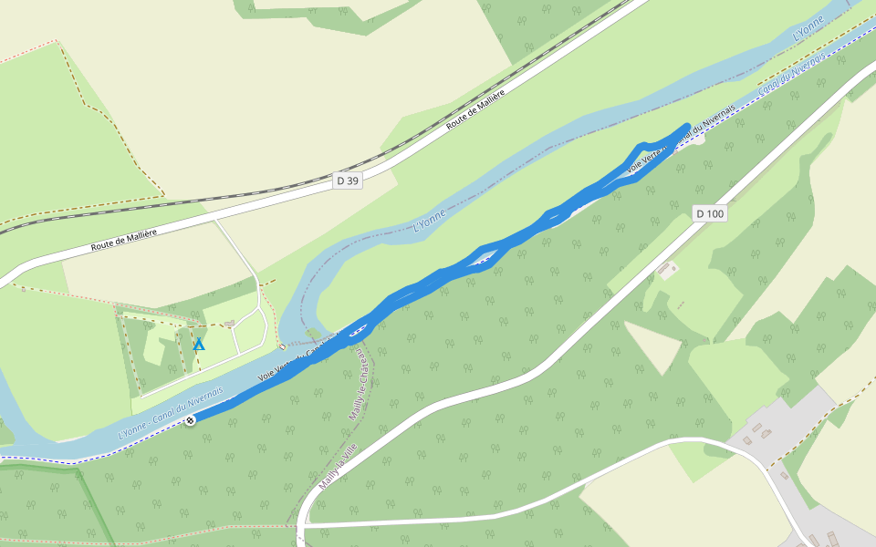 Le Pré du Roy, Camping Municipal walking route map in Mailly-le-Château