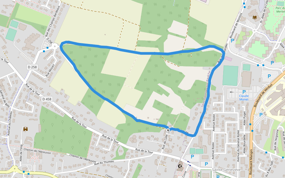 Gymnase Bienvenu Martin walking route map in Saint-Georges-sur-Baulche