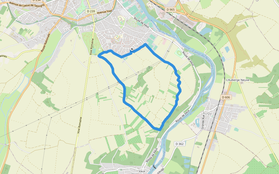 Parc des Piedalloues walking route map in Auxerre