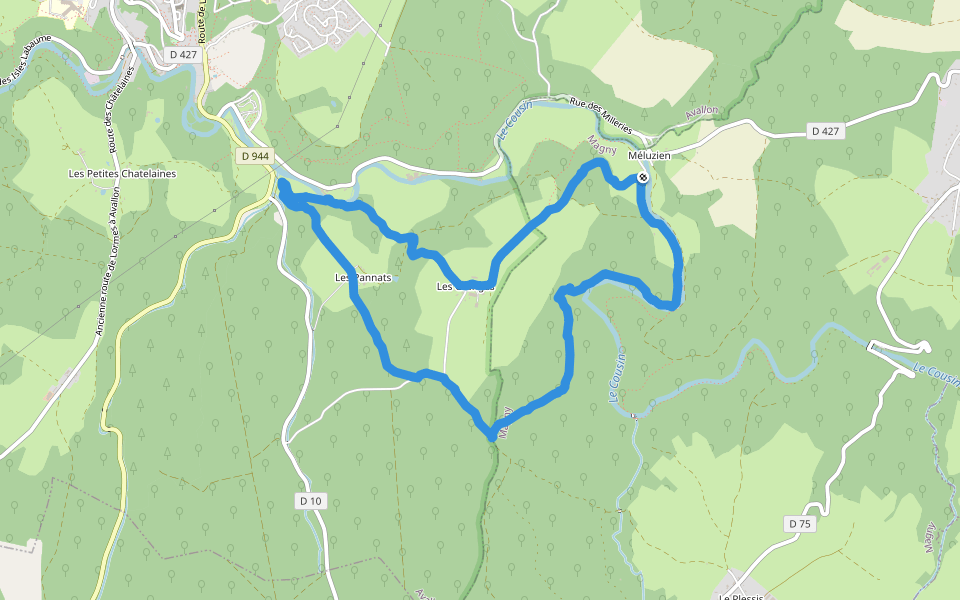 Passerelle du Crot de la Foudre walking route map in Magny