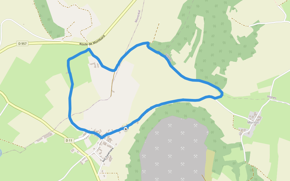 Périgny walking route map in Guillon-Terre-Plaine
