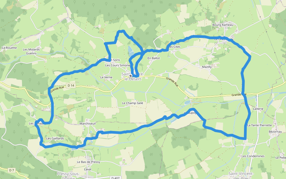 Château de Gros-Chigy walking route map in Saint-André-le-Désert