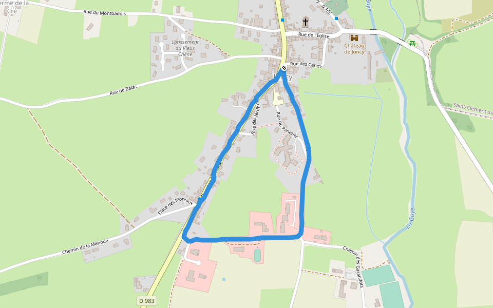Terrain multisports d'accès libre walking route map in Joncy