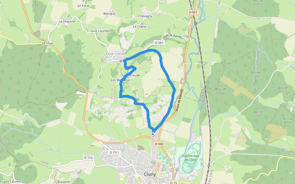 route de Saint-Claude walking route map in Cluny