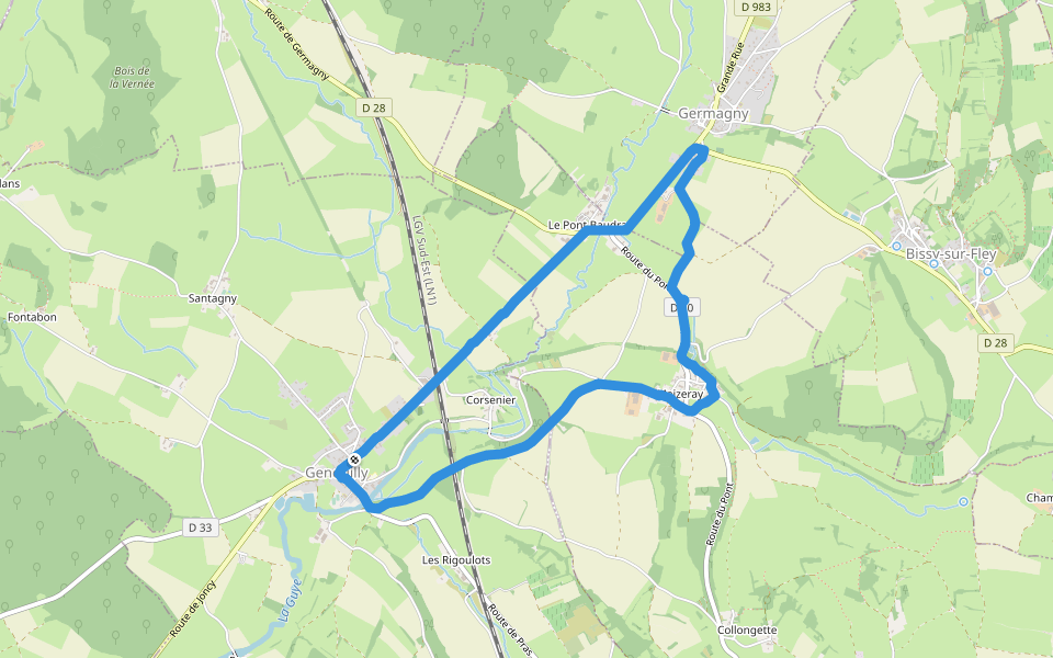 Terrain de Jeux walking route map in Genouilly