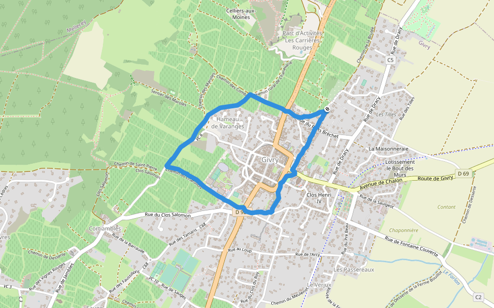 George Laporte walking route map in Givry