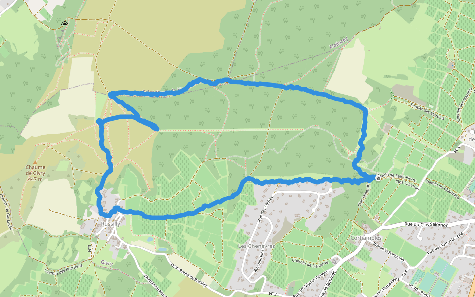 Cortiambles walking route map in Givry