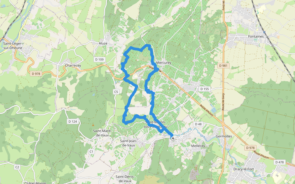 Chemin Rural walking route map in Mellecey
