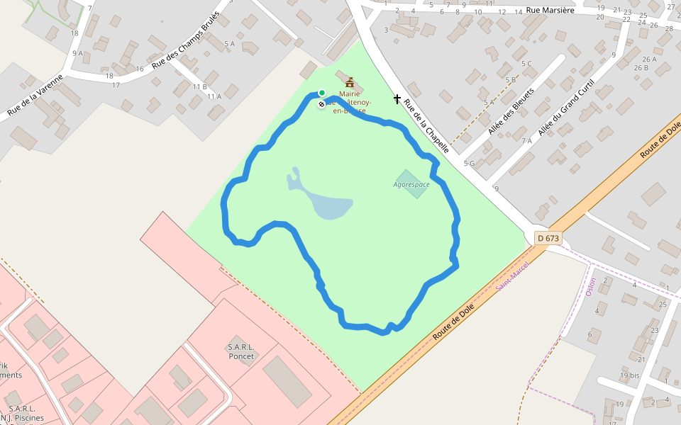 Agorespace walking route map in Châtenoy-en-Bresse