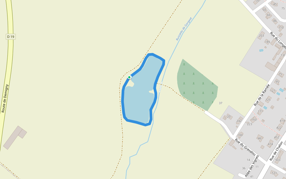 Ruisseau de Gorgeat walking route map in Virey-le-Grand