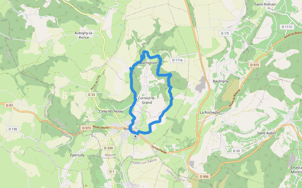 Voie Verte Santenay-Nolay walking route map in Nolay