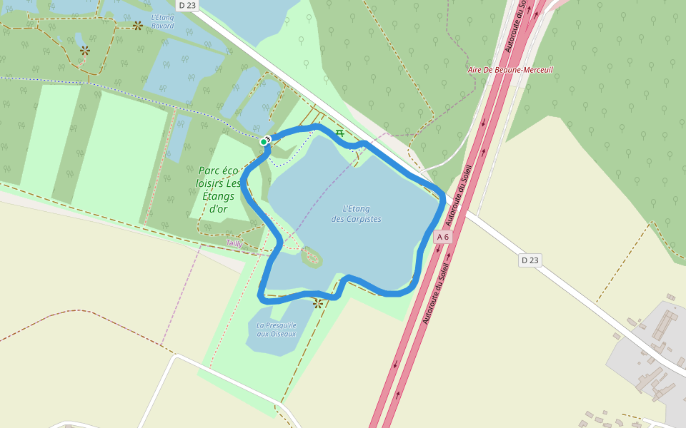 L'Etang des Carpistes walking route map in Tailly