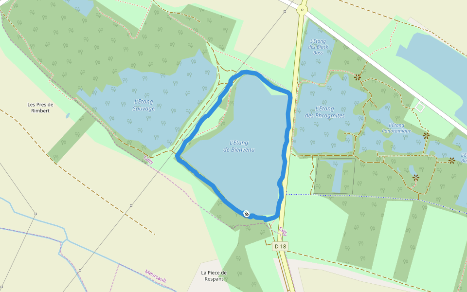 L'Etang de Bienvenu walking route map in Tailly