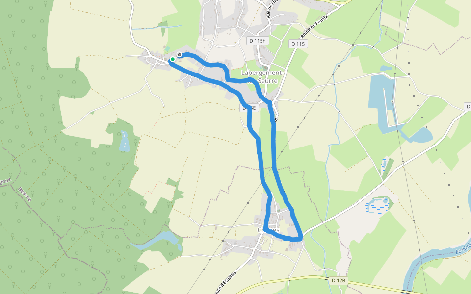 Marche sympathique de mon village d’enfance walking route map in Labergement-lès-Seurre