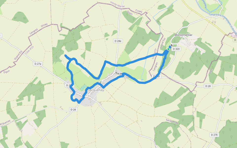 départ Montor walking route map in Cusey