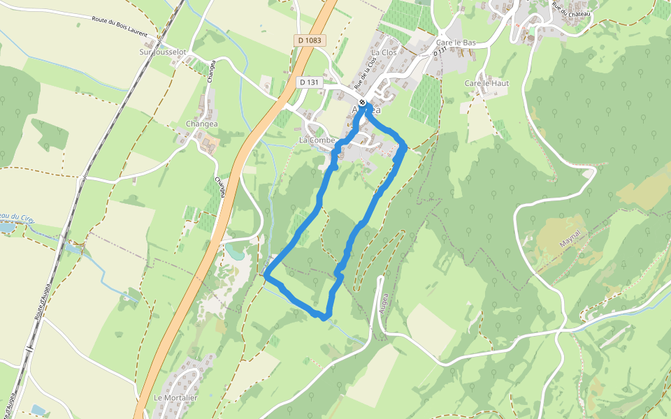 Chemin du Sabotier walking route map in Augea