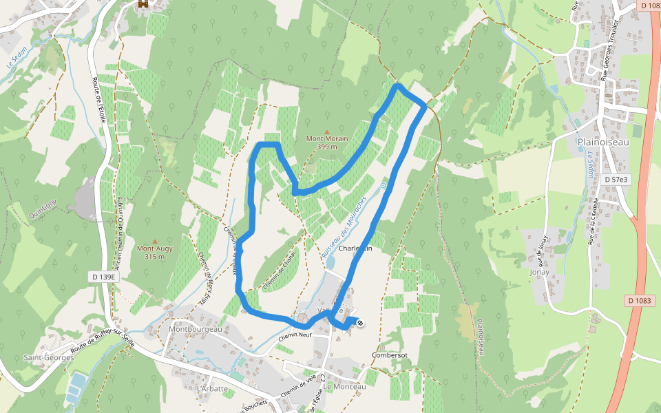Chemin de Mont-Morain walking route map in L'Étoile