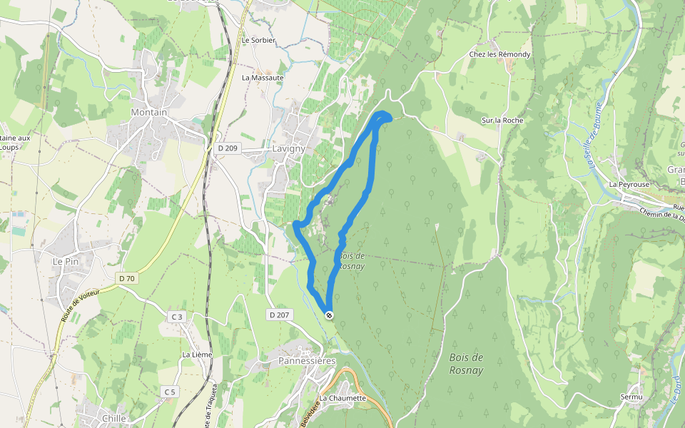 Chemin de Brena walking route map in Pannessières